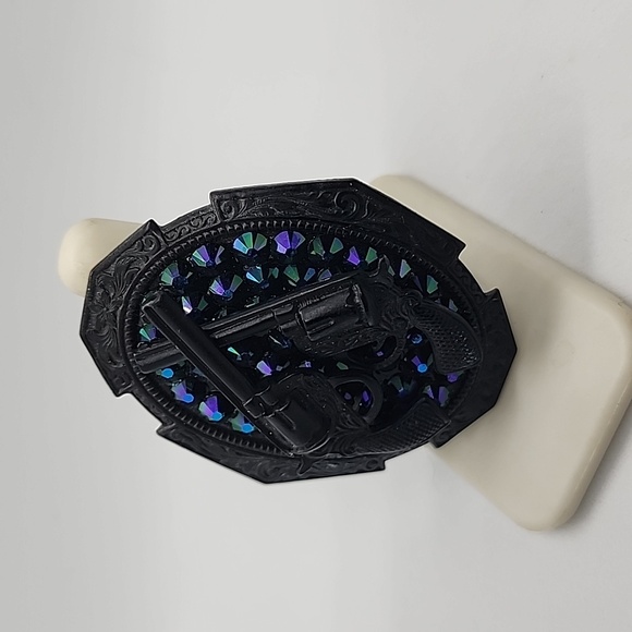 GASOLINE GLAMOUR RHINESTONE CHARM RING DOUBLE 🔫 GUNS - Picture 2 of 6